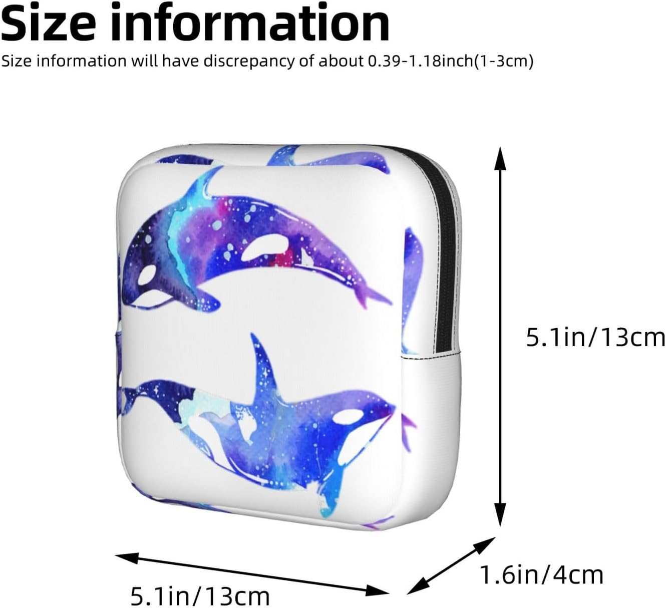 Orca Killer Whale Print Women Period Bag Sanitary Pouch Portable Pad Pouch Tampon Holder Small Zipper Pouch Storage Bag