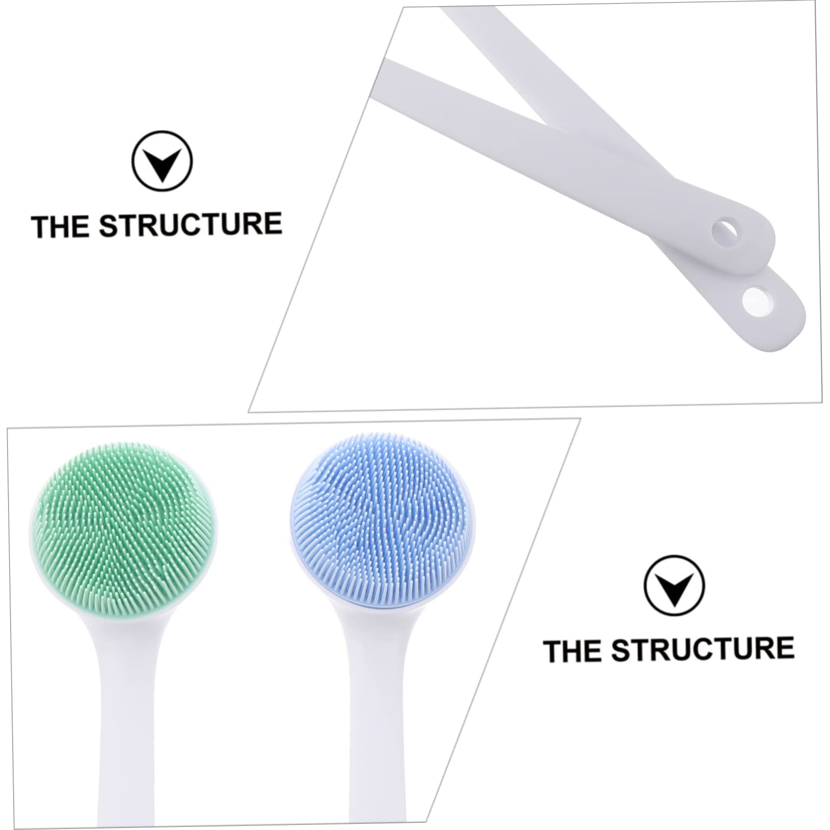 PLAFOPE Spazzola da Bagno in Silicone 2 Pezzi Manico per Pulizia Confortevole e Massaggio della Pelle Blu