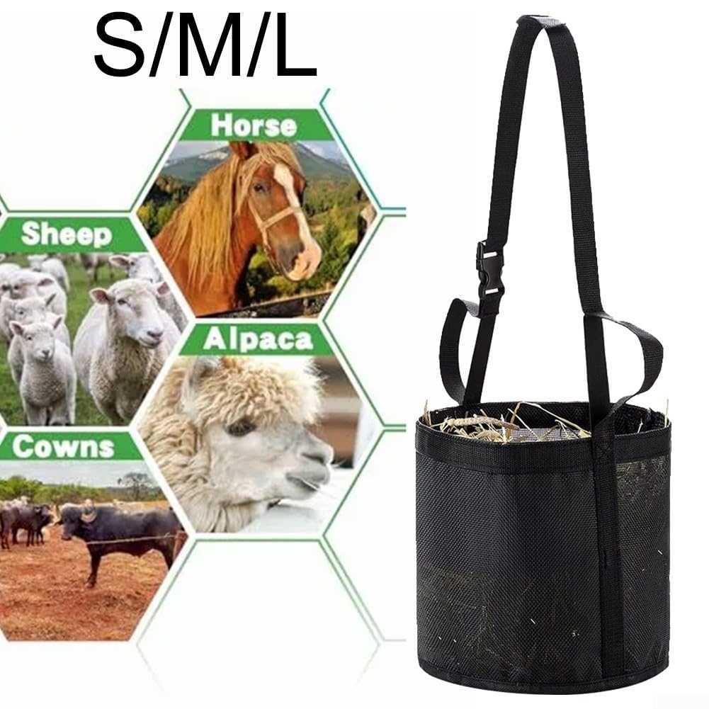 Sac d'alimentation pour cheval étanche style muselière confortable avec poignées de transport facile (S)