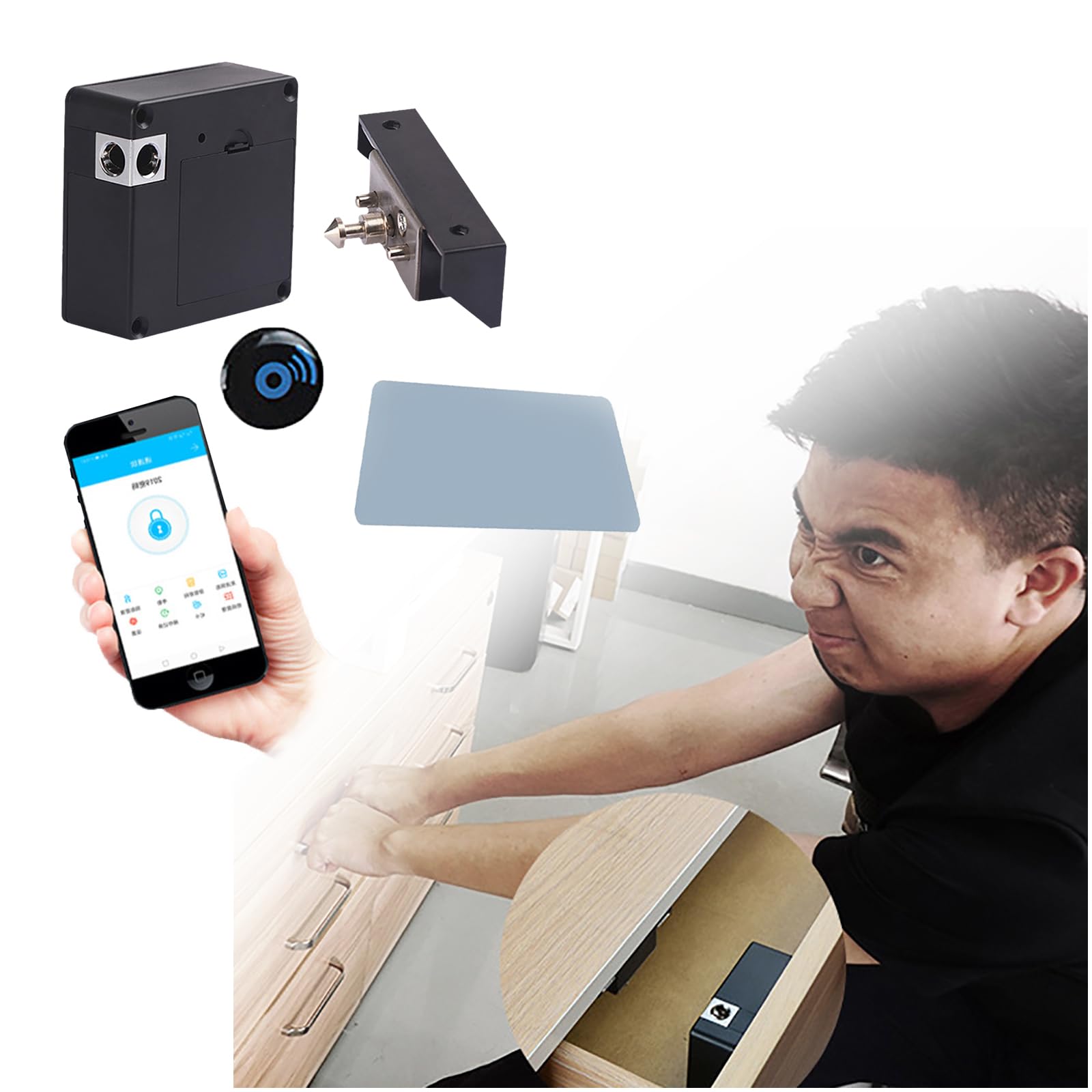 Serrure d'armoire électronique pour placard et tiroir invisible avec carte et appli TT Lock