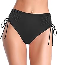SHEKINI High Waist Women's Swimming Shorts Swimsuit Retro Tummy Control Black Bikini Bottoms Abdominal Control Ruched Classic Swimming Trunks Large Size