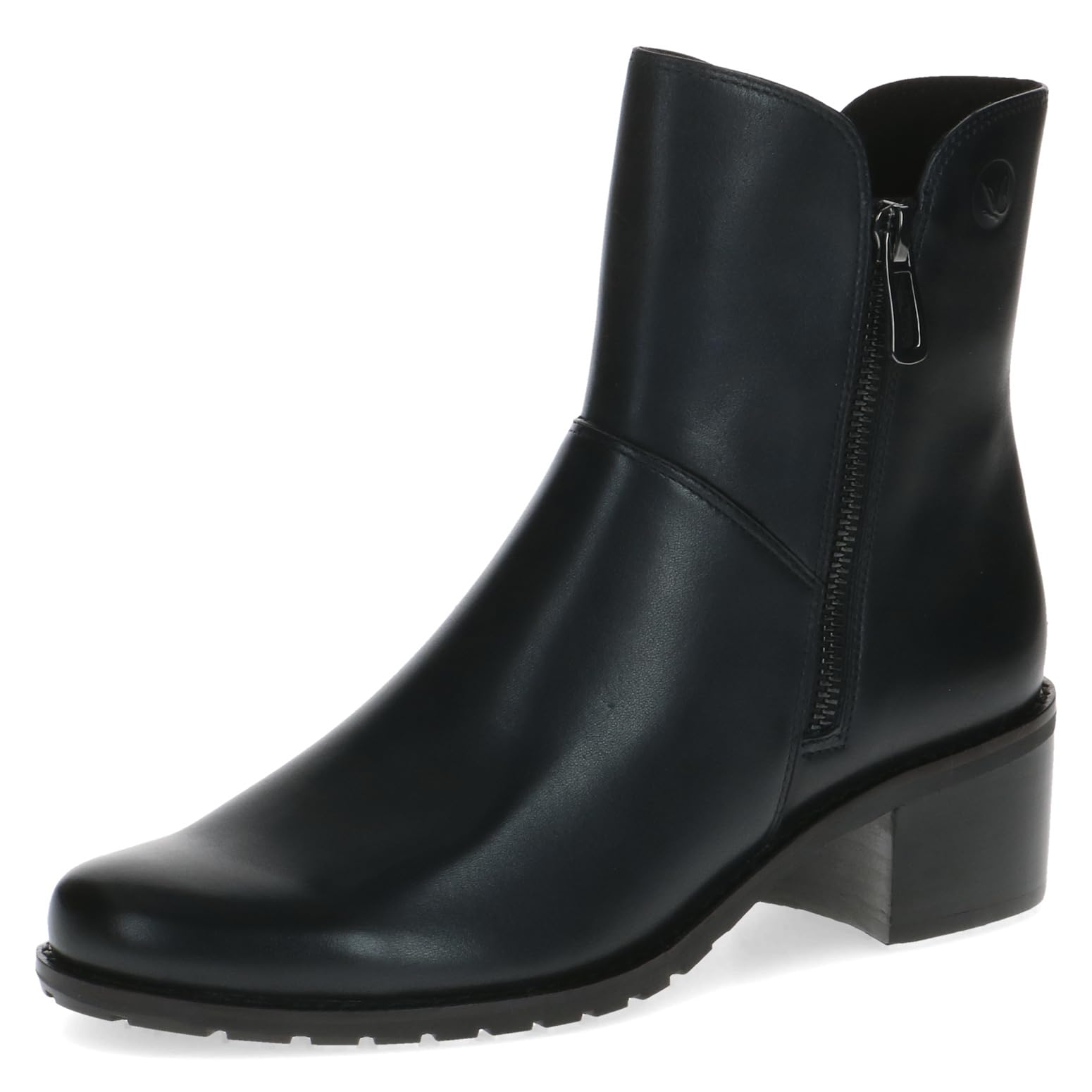 Caprice Women's heeled leather ankle boots with zipper, Blue (Ocean Nappa), 5.5 UK