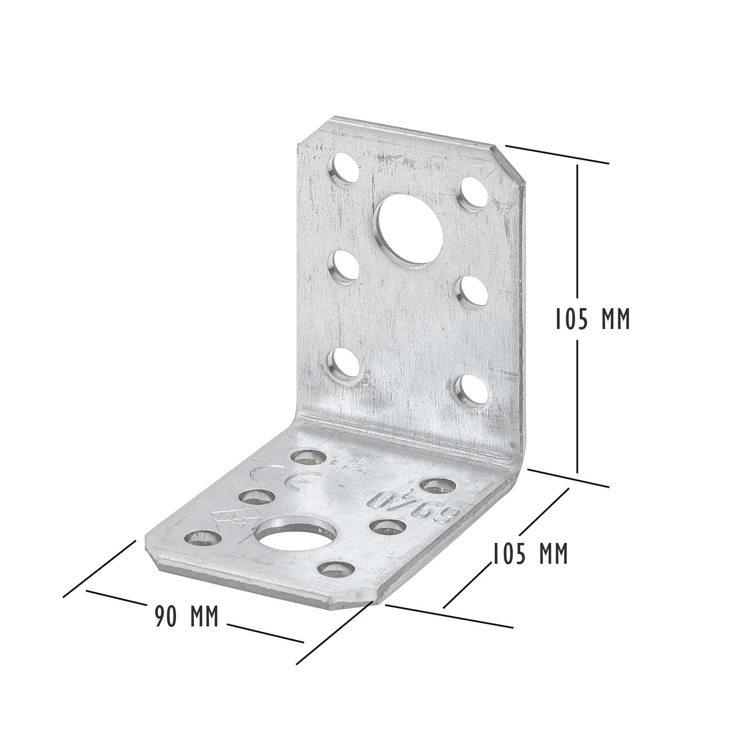 siwitec - 50 conectores angulares para cargas pesadas con reborde, 105 x 105 x 90 mm, acero galvanizado sendzimir, conectores de madera resistentes a la intemperie, conectores de carga pesada para