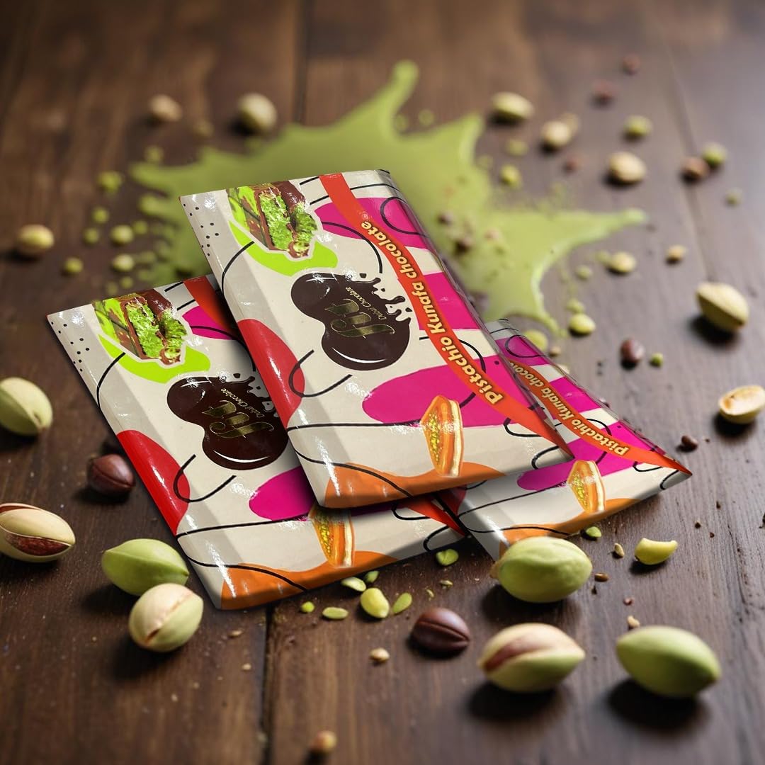 Chocolate Dubai Pistachio Kunafa - 200g | Chocolate Dubai con crema de pistacho y kadaif (cabello de ángel) | Delicia láctea y cacao intenso - Tableta con leche premium (paquete de 1 unidad)