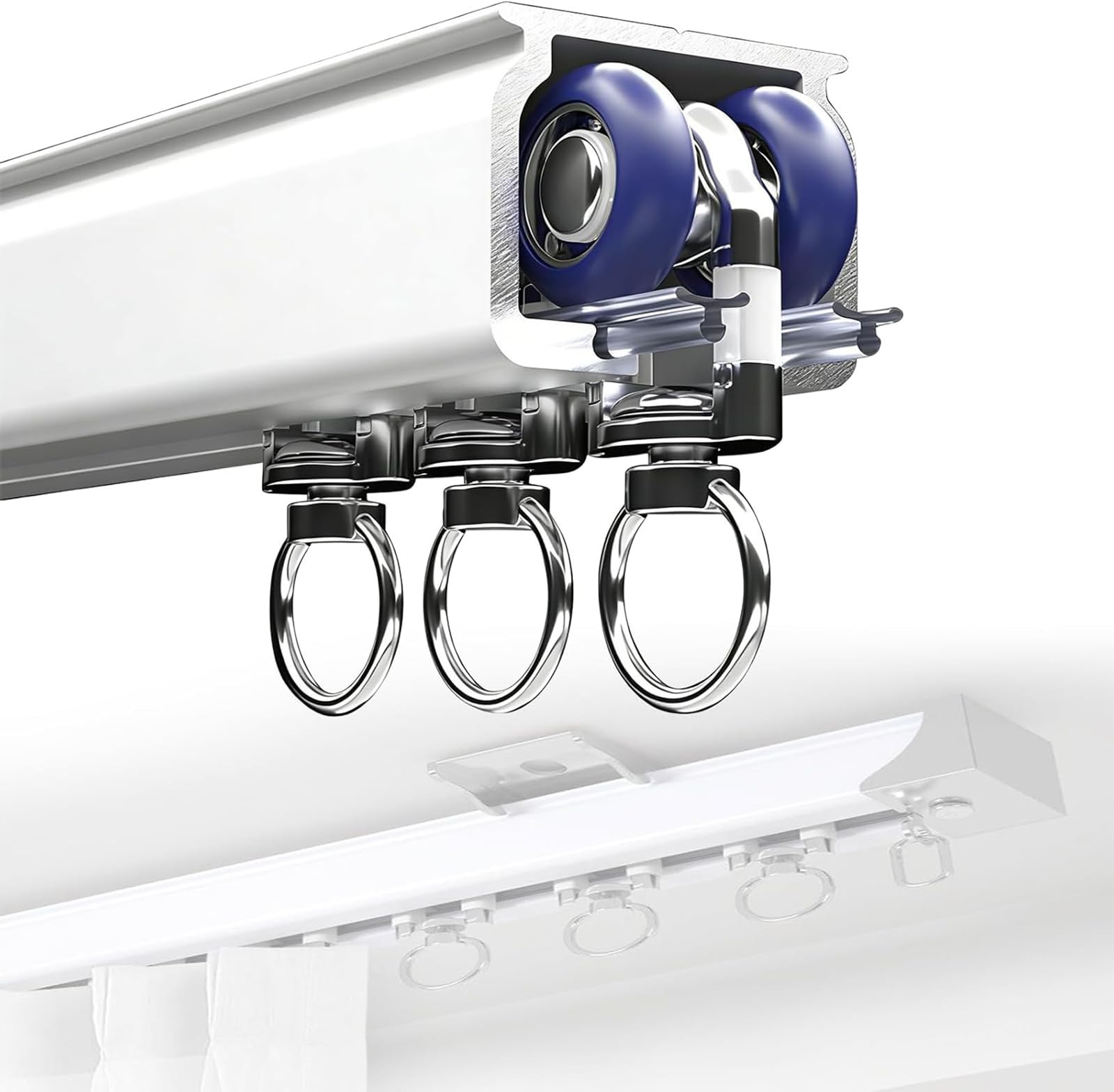 Générique Tringle coulissante alu pour Rideaux épais | Rail de plafond ou mur, longueur extra longue, charge 40kg, glisse silencieuse, usage domestique et commercial
