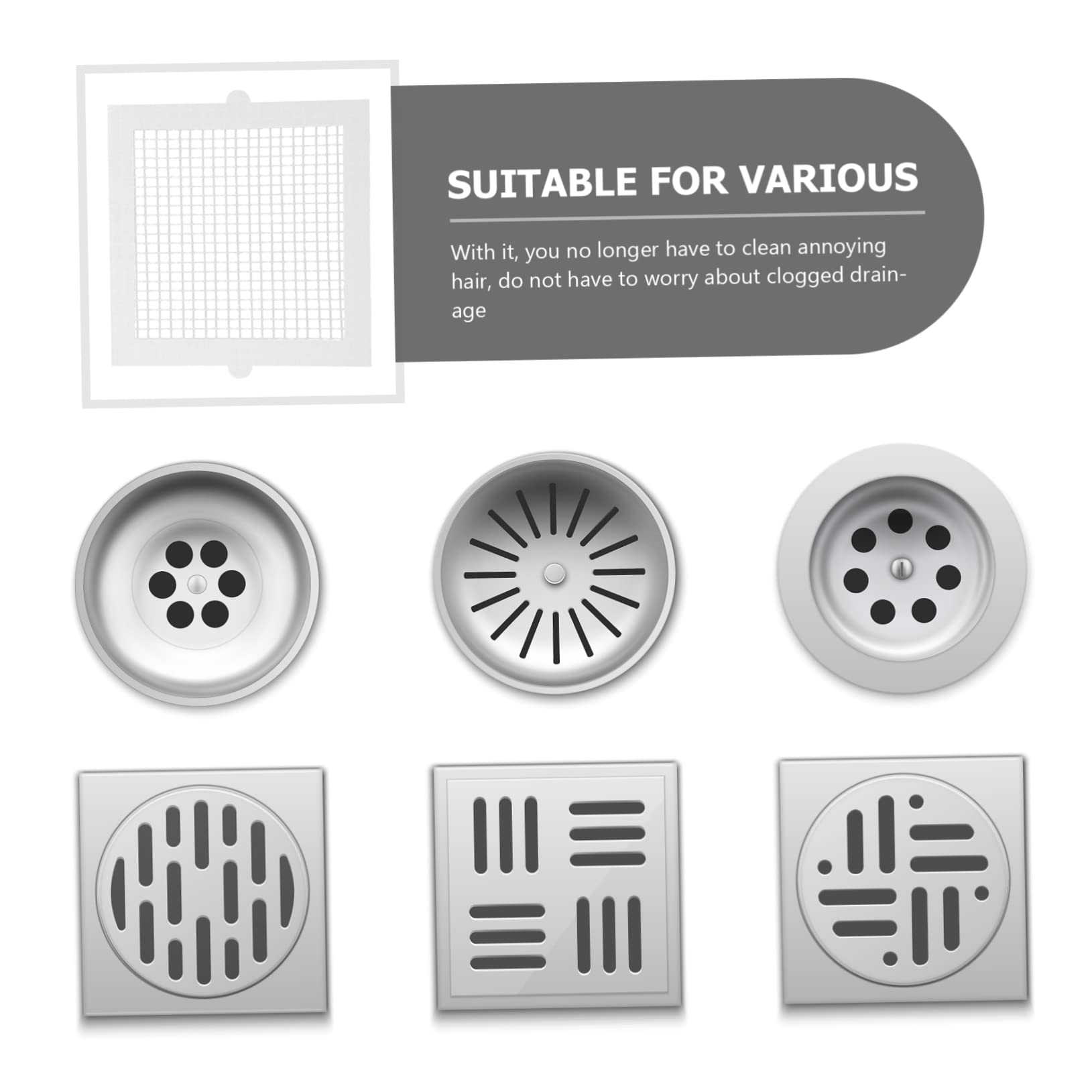 Angoily 120piezas Adhesivos Antibloqueo para Drenaje De Ducha Filtros De Pelo y Residuos Pegatinas De Protección para Desagües y Cocina De Efecto Anticorrosivo y Instalación