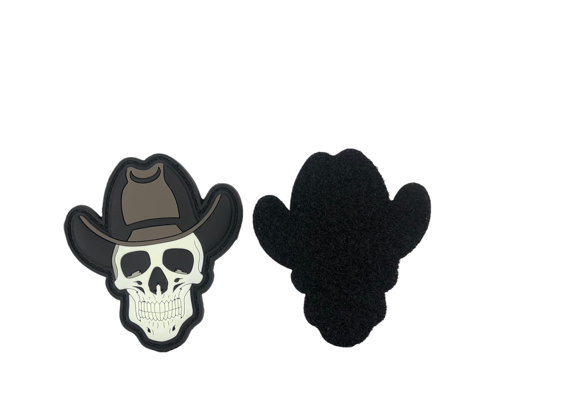 Deadly Cowboy Skull Glow in The Dark PVC Patch 2.5"Tx 2.5"W with Hook and Loop Fastener - for Tactical Bags or Hats with Loop Fastener