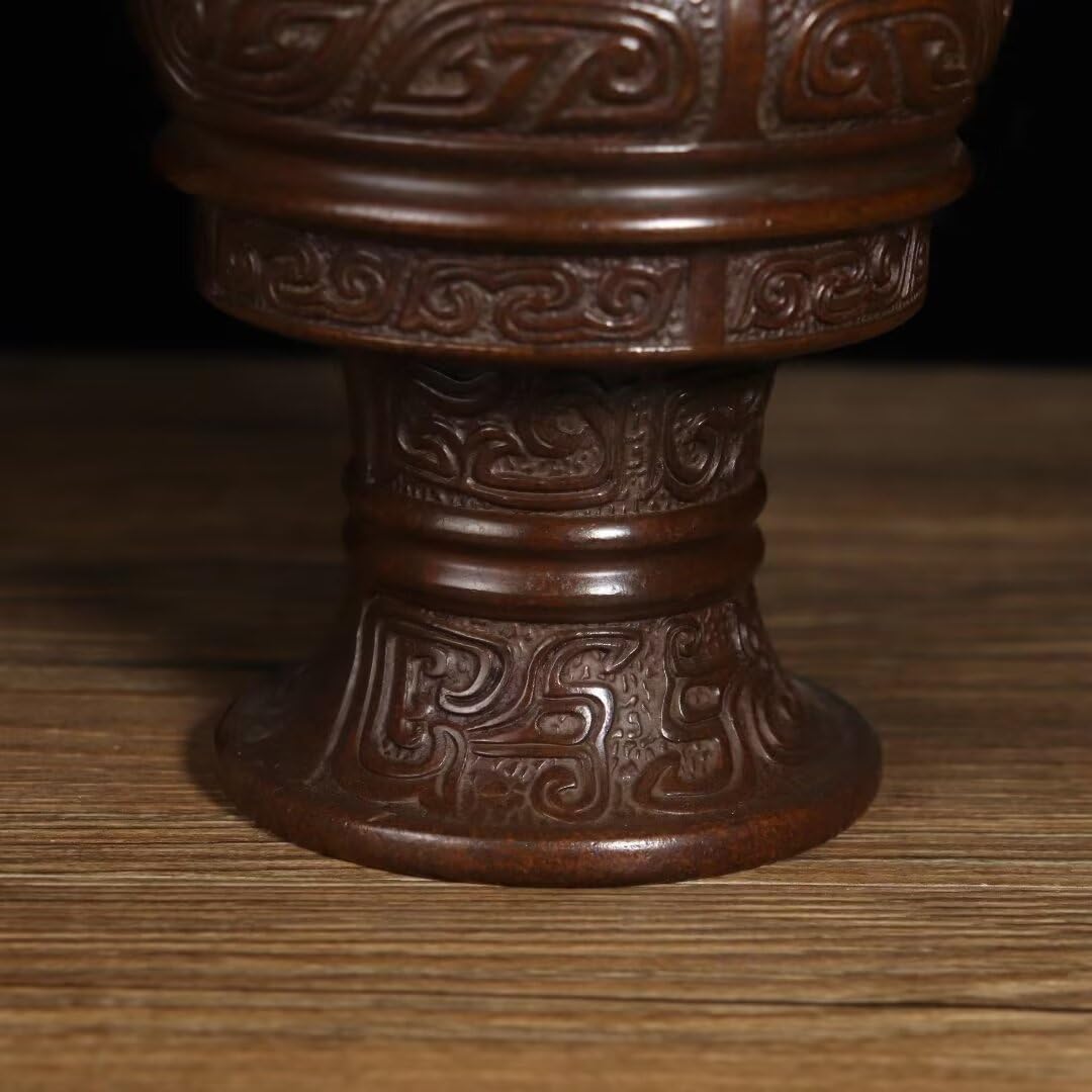 Quemador de Incienso Chino de Cobre Puro, Estilo Chino, para aromaterapia, Horno Hueco Boshan, Quemador de Incienso de Cobre para Oficina y hogar, 8,5 x 8,5 x 18 cm.