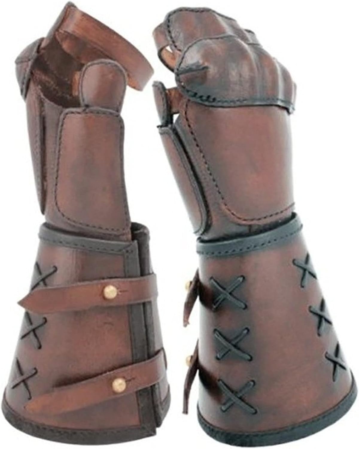 Resnan Faux Leather Arm Bracer Adjustable Buckles Medieval Clamshell Gauntlets Guard Knight Armour Warrior Gloves 2Pack