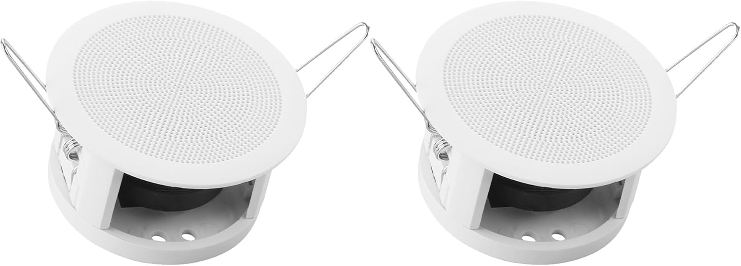 2 Inch Small Ceiling Speakers, Passive Full Range Surround Sound Speakers, Perfect for Kitchen/Bedroom/Living Room, White, Pair