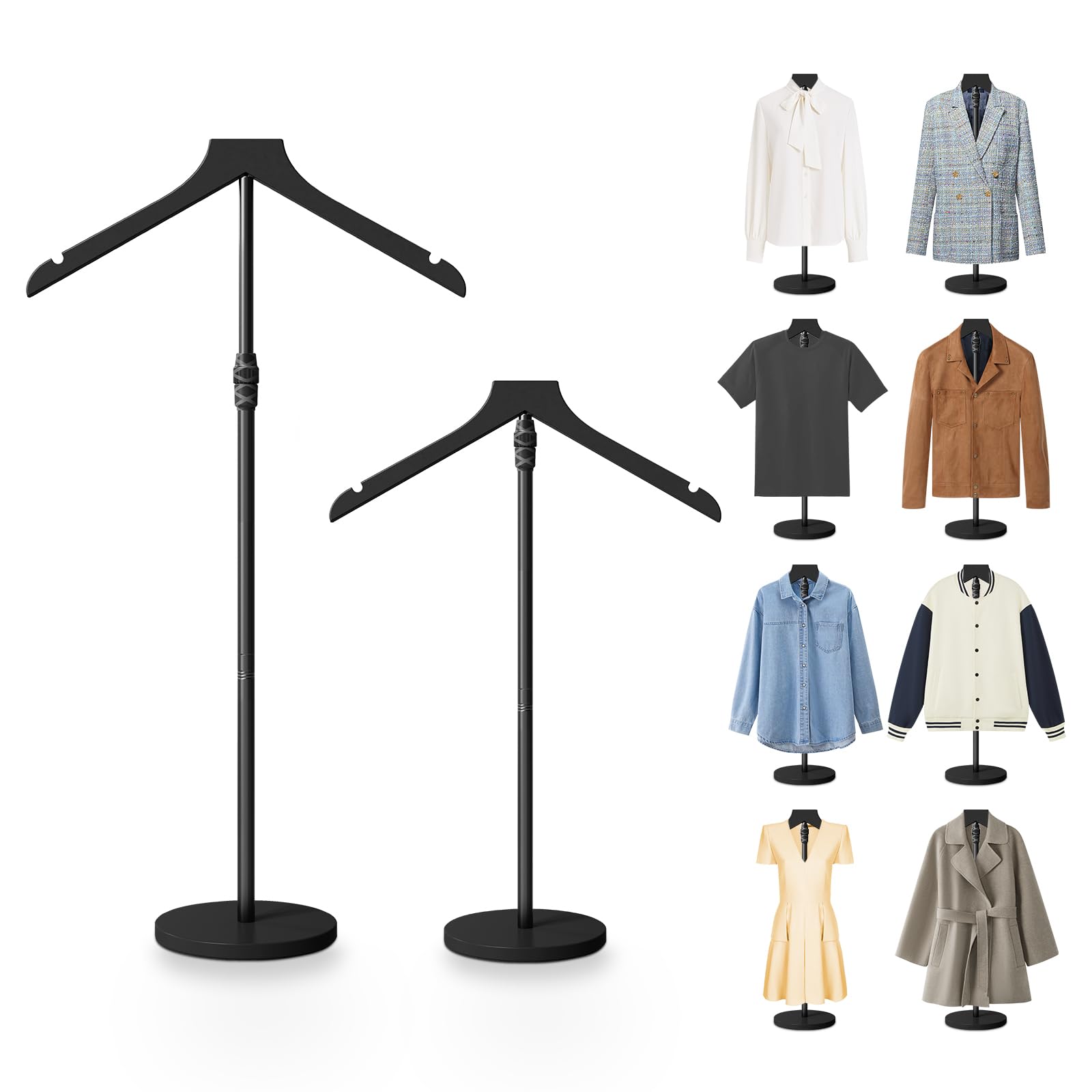 Photo 1 of 2 Pack Mannequin Torso, 30 to 41 Inch Height Adjustable Shirt Display Stand for Vendors Shop Graduation Party, Stable Ease Assembly Dress Form Clothes Garment Rack, Jacket Coat Hanger Stand, Black