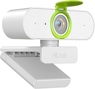 HiLook U14P 2K Full HD Webcam with Privacy Cover, Autofocus, Noise-Canceling Mic, Low Light Correction Computer Camera, USB Streaming Web Camera for Zoom/Skype/Microsoft Teams, PC/Mac/Laptop - White