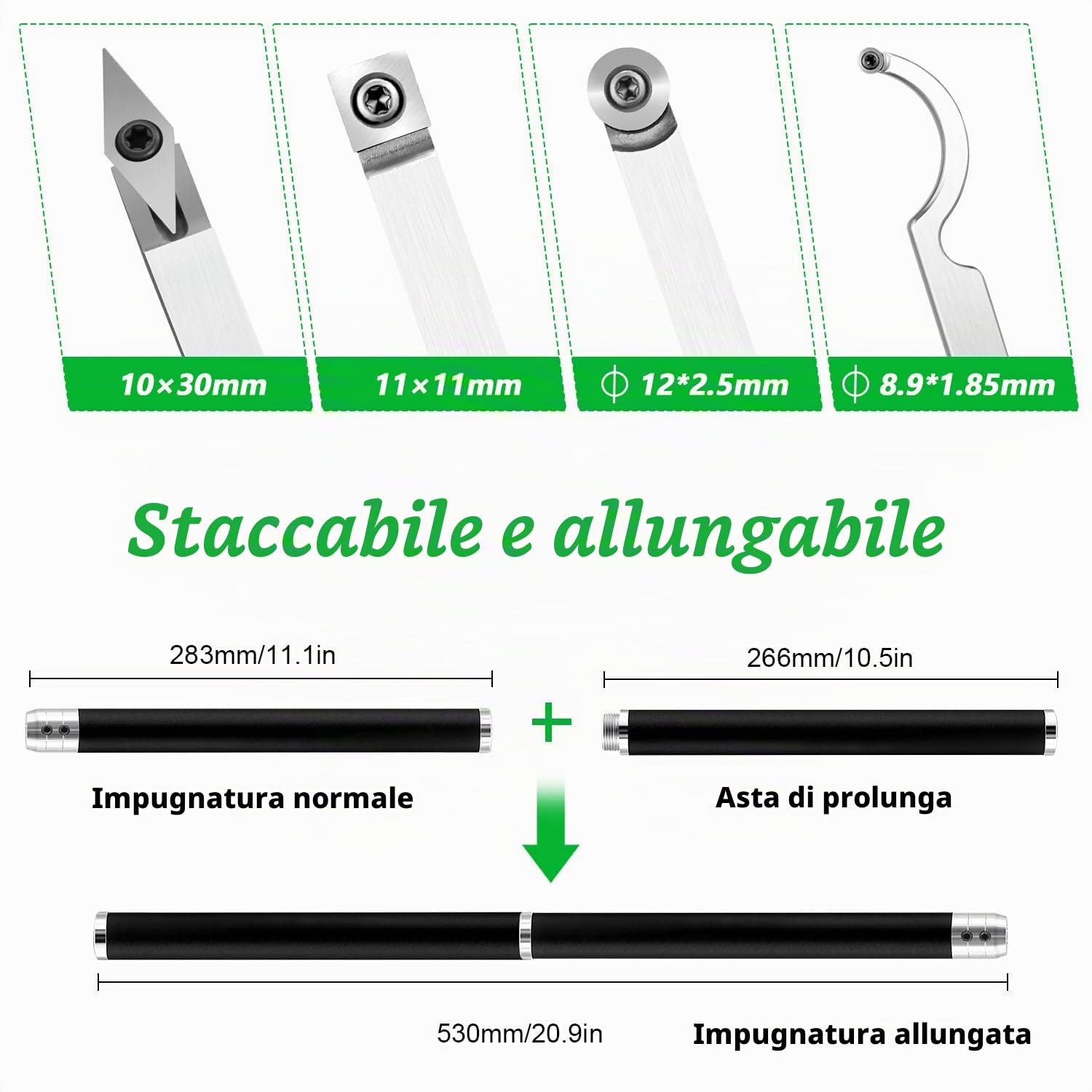 Set di 25 Accessori per Utensili,Tornio per la Lavorazione del Legno in Metallo, Tornitura di Acciaio Legato Inclusa Fresa a Collo d'oca/Fresa Quadrata/Fresa Diamantata/Utensile per Tornitura Rotonda
