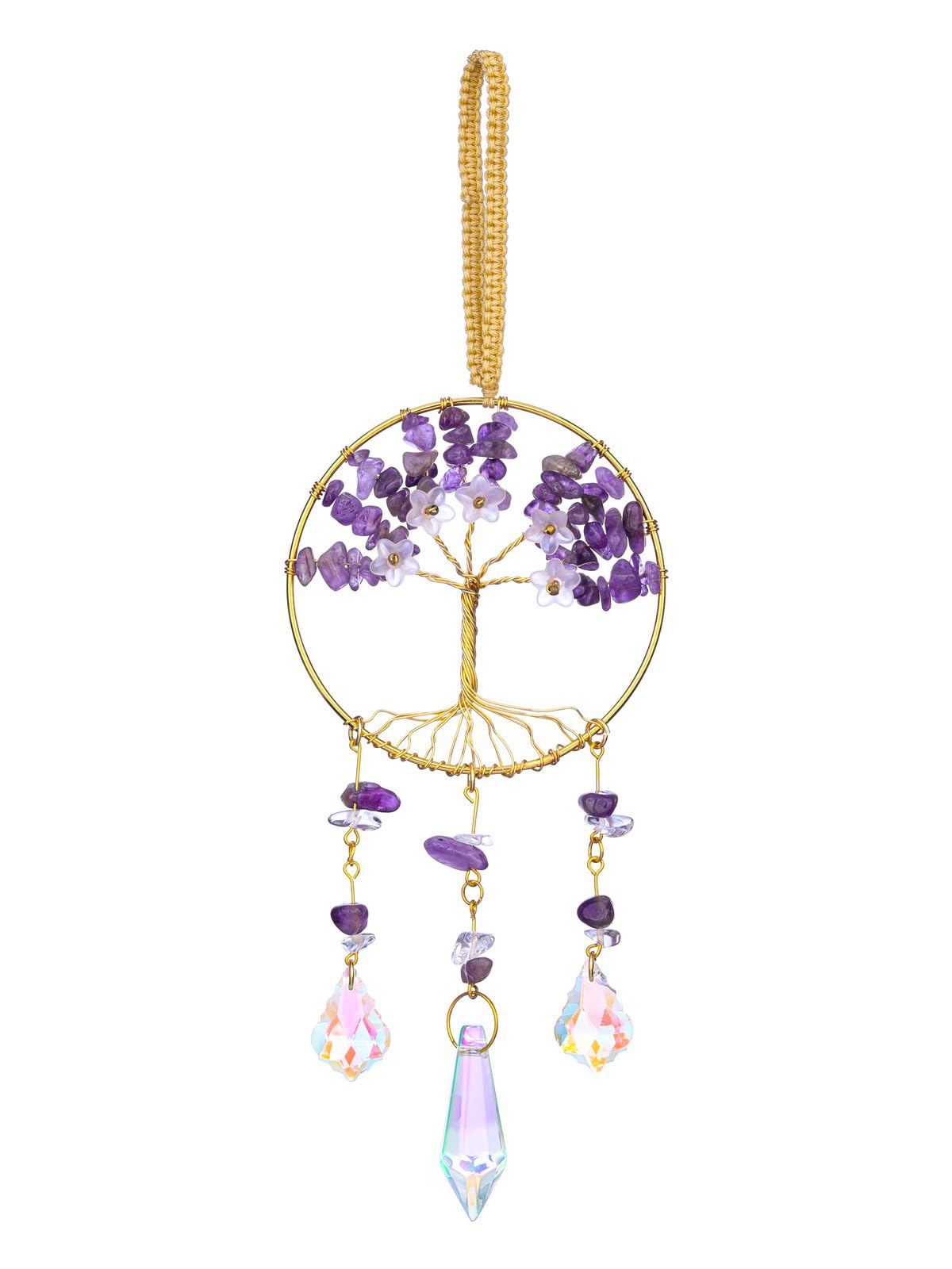 CrystalTears Amethyst Crystal Flower Tree Life Hanging Ornament