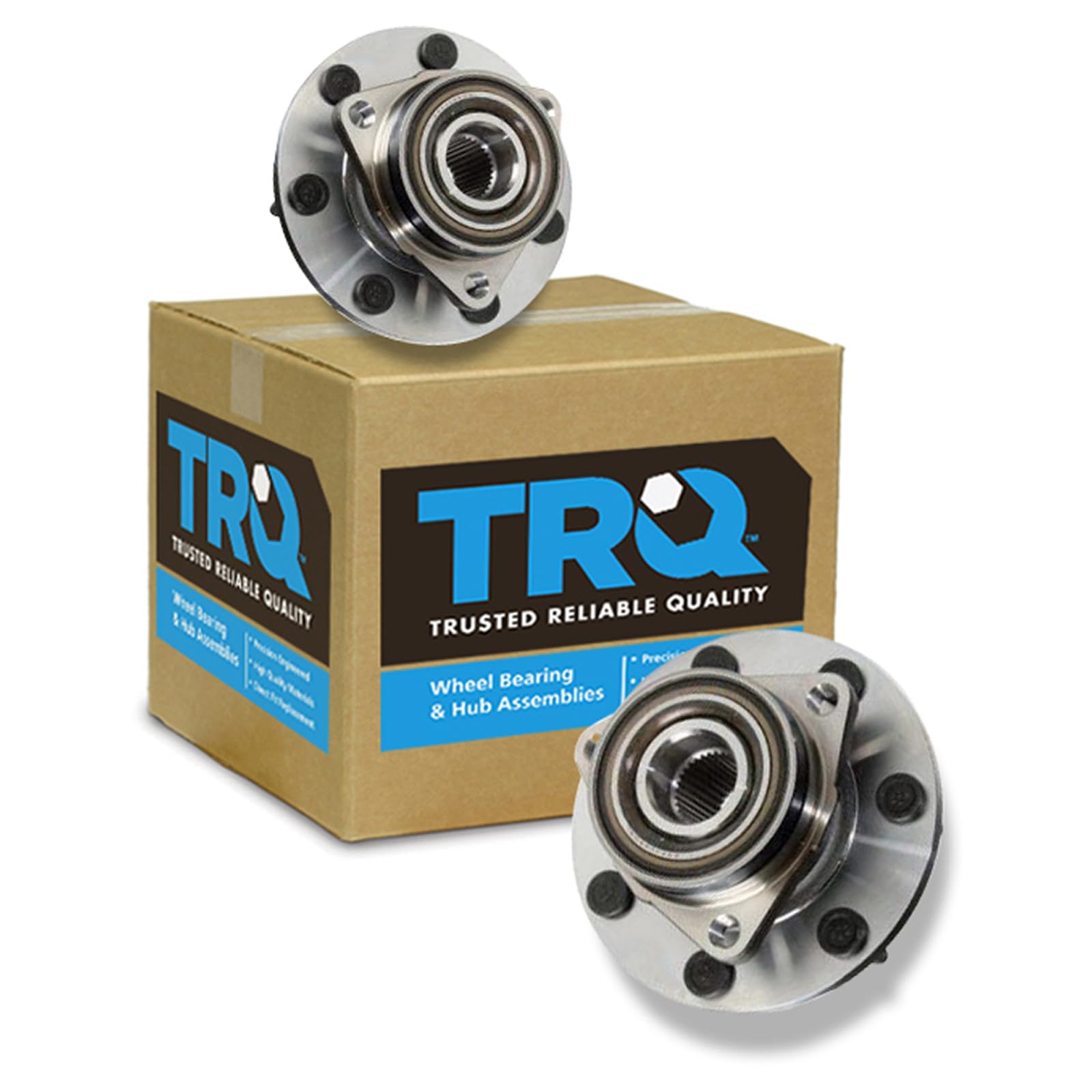 TRQ 2 Piece Front Wheel Bearing &amp; Hub Assembly Set 4WD