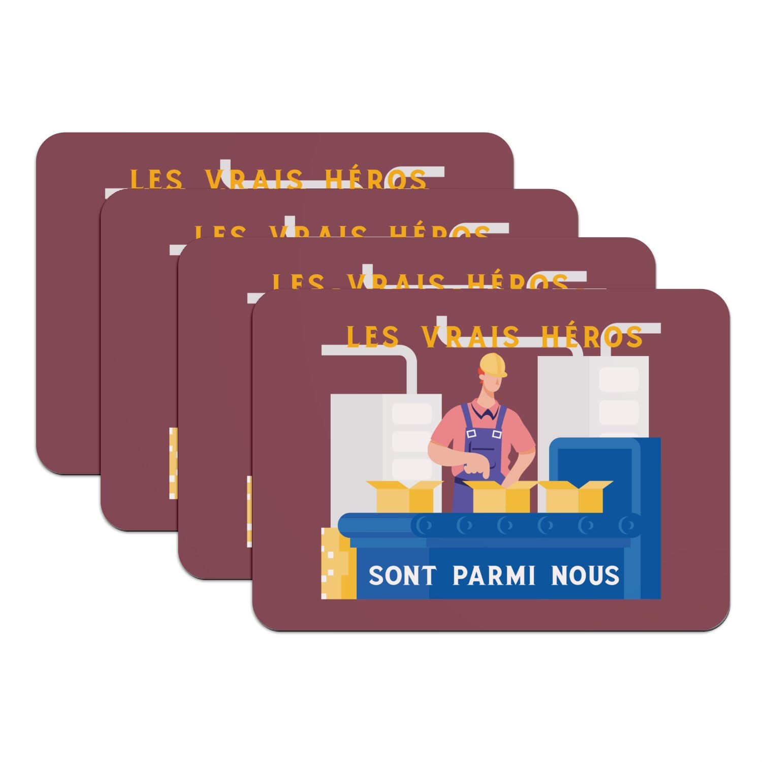 Set de table rouge Les Vrais Héros, cadeau idéal pour artisan et ouvrier