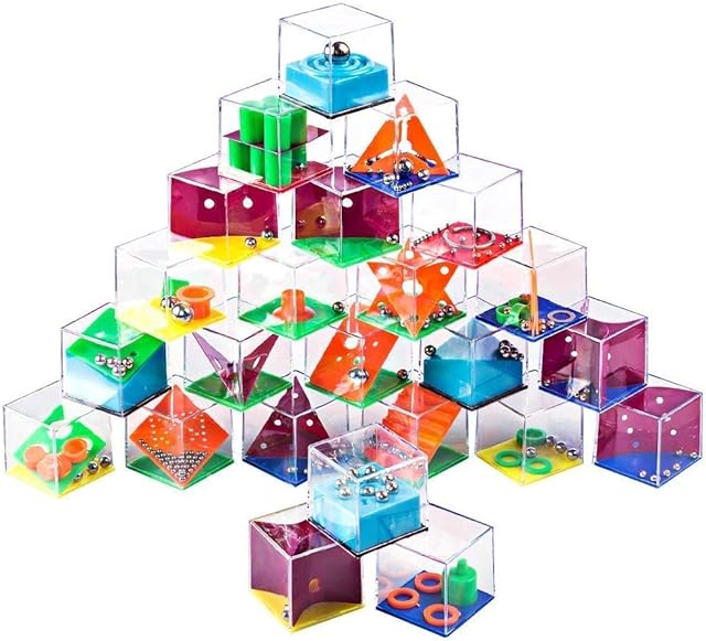 Ucradle Mini Puzzle Box, 24pcs Maze Puzzle Brain Teaser Balance Set Assorted levels of Games Perfect Party Bags Calendar Fillers Birthday Christmas New Year Gift, Children Kids and Teenagers