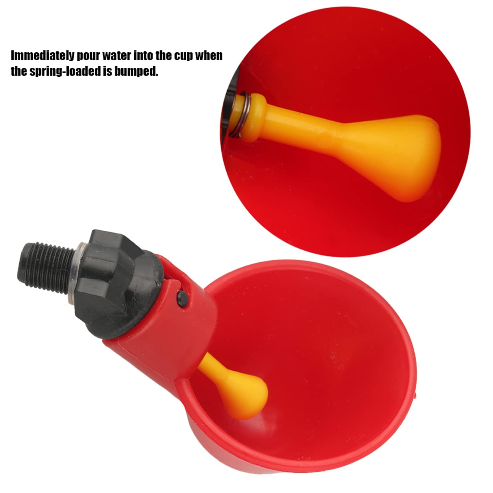 Broco 10 Bebederos de Taza para Gallinas, Vasos Automáticos de Agua para Aves de Corral, Bebedero para Pollos, Patos, Gansos, Pavos con Fijación Lateral o Inferior