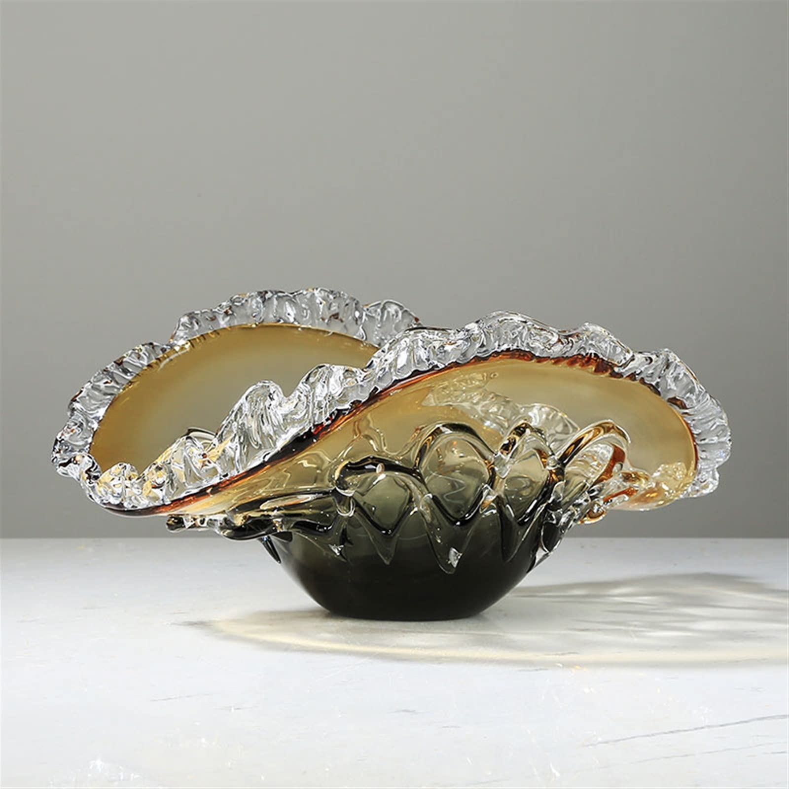 Schüssel, Obstschale aus Glas, moderne Kunst, handgeschnitzt