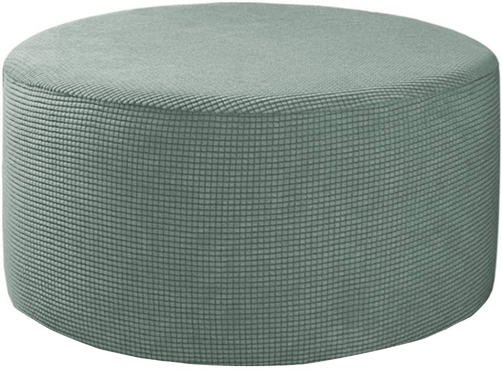 Velvet Ottoman Slipcovers /Cover ，Round Stretch Footstool Cover, With Elastic Bottom ， Modern Dustproof Foot Stool Covers Removable Washable Large Anti-Slip Pouffe Cover ( Color : A17 , Size : 60-73cm