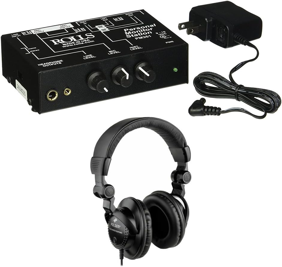 Rolls PM351 Personal Monitor Station with Polsen HPC-A30 Studio Monitor Headphones