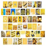 50 pièces Jaune Kit de collage mural Images Esthétiques, 4 x 6 pouces Affiches d'art mural Impressions d'images pour les adolescentes la décoration de la chambre du dortoir