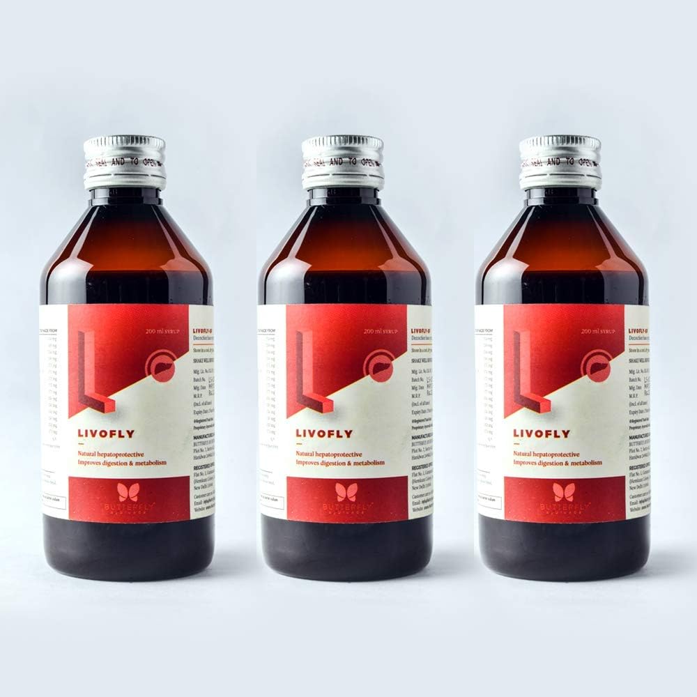 Butterfly Ayurveda Livofly Liver Detoxification Ayurvedic Syrup Combo (200 ml X 3)