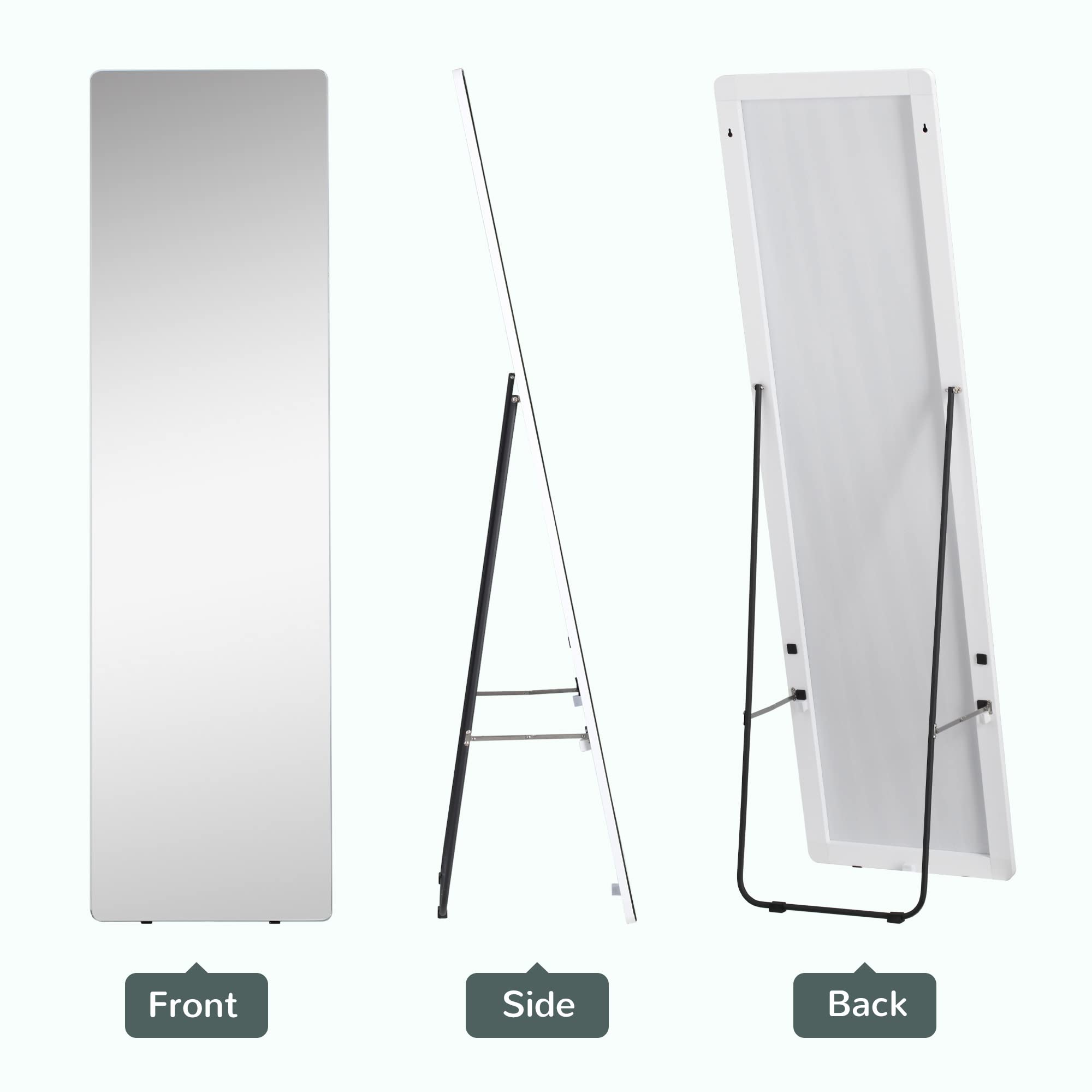 HOMCOM Ganzkörperspiegel, 160 x 45 cm Standspiegel mit Metallrahmen, Groß Bodenspiegel, Spiegel für Wohnzimmer, Schlafzimmer, Garderobe, Flur, Silber