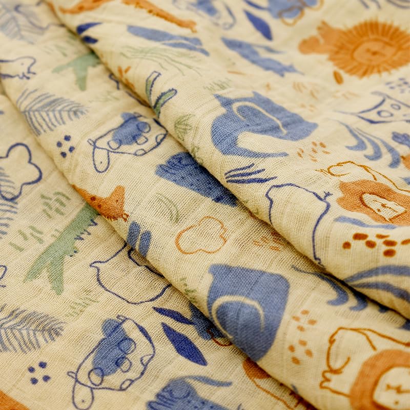 Image of Muslin Swaddle Blankets for Baby Boys and Girls,3 Pack Breathable Soft Receiving Blanket,Large 43.3X 43.3 inches,Newborn Essentials Must Haves(Jungle)