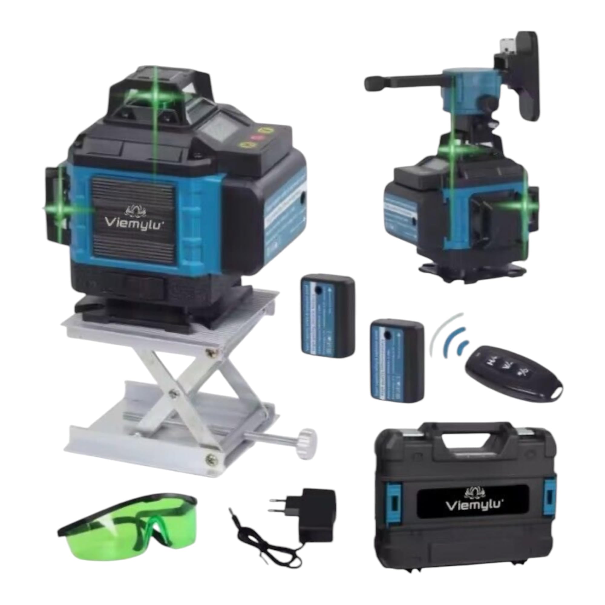 laser 4D multifunzionale con 16 linee, macchina autolivellante, dispositivo di livellamento con batteria al litio ricaricabile tramite USB Laser a linee incrociate con treppiede 2 batterie