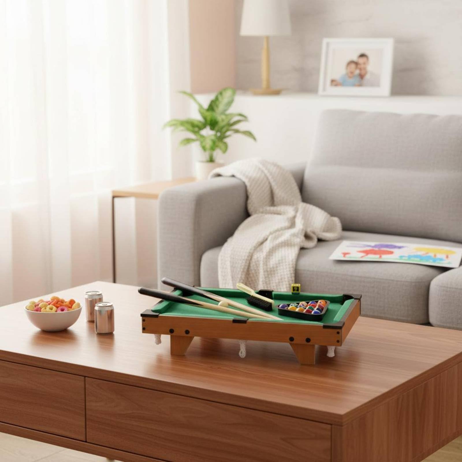 Biliardo da Tavolo Mini con Coppia di Stecche Set di Palle Triangolo E Gessetto Superficie in Flanella su MDF per Tiri Uniformi Adatto per Bambini E Famiglie Feste di Compleanno Piogge Casa