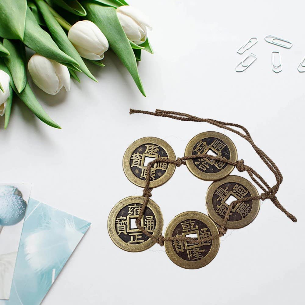 Amazon.co.jp: 清朝 五帝銭 銅貨 記念コイン 麻紐 銅貨 ペンダント