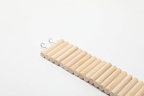 Miniatura 5 de SIMENA Juguete de puente colgante de madera para hámster, valla de hámster, escalera de escalada natural para hámsters enanos, hámsters sirios,