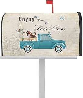 Mailbox Cover Magnetic Dog Holding Flower Farm Truck Mailbox Covers Standard Size 21x18in,Mailbox Covers Wrap Post Letter Box Cover for Garden Yard Outdoor Decor Butterfly Vintage Letter