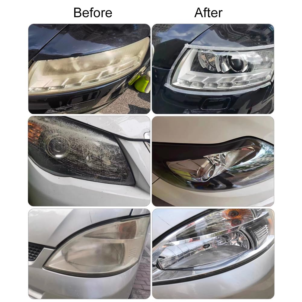 Comioke Kit Renovation Phare Voiture,Renovateur Phare Voiture,Liquide De Restauration Kit De Restauration De Phares pour Auto Et Moto,Auto Headlight Repair and Refurbishment