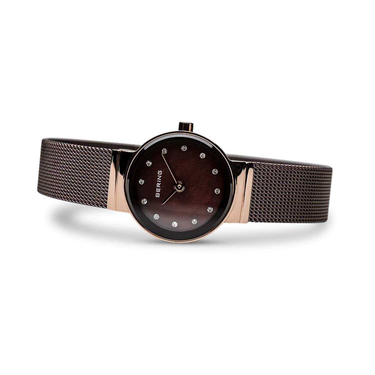 Bering Damen Quarz Uhr | Armbanduhr 22 mm Edelstahlgehäuse und Zifferblatt | Milanaisearmband | Saphierglas | 3 ATM | 10122