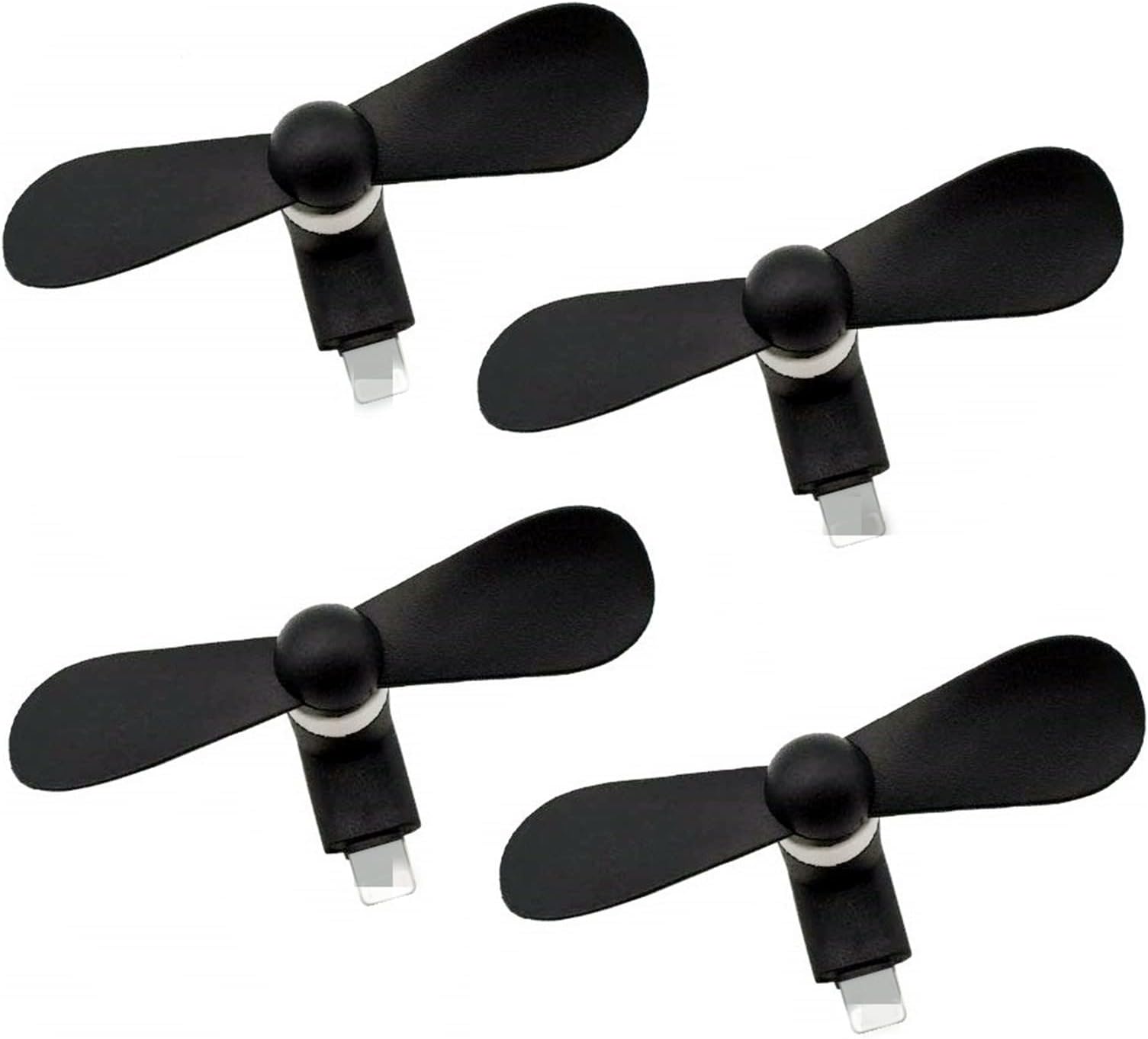 Phone Fan for iPhone, Mini Portable Cell Phone Fan Attachment for iPhone 14/14 Plus/14 Pro Max/SE 3/13/13 Pro/12/12 Pro Max/iPad, Travel Pocket Fan Small USB Fans (Black 4 pcs)