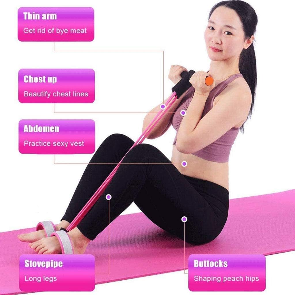 Foot Pedal Elastic Pull Rope ， Multifunction Tension with Handle Fitness Equipment for Abdomen Waist Arm Leg Stretching Slimming Training