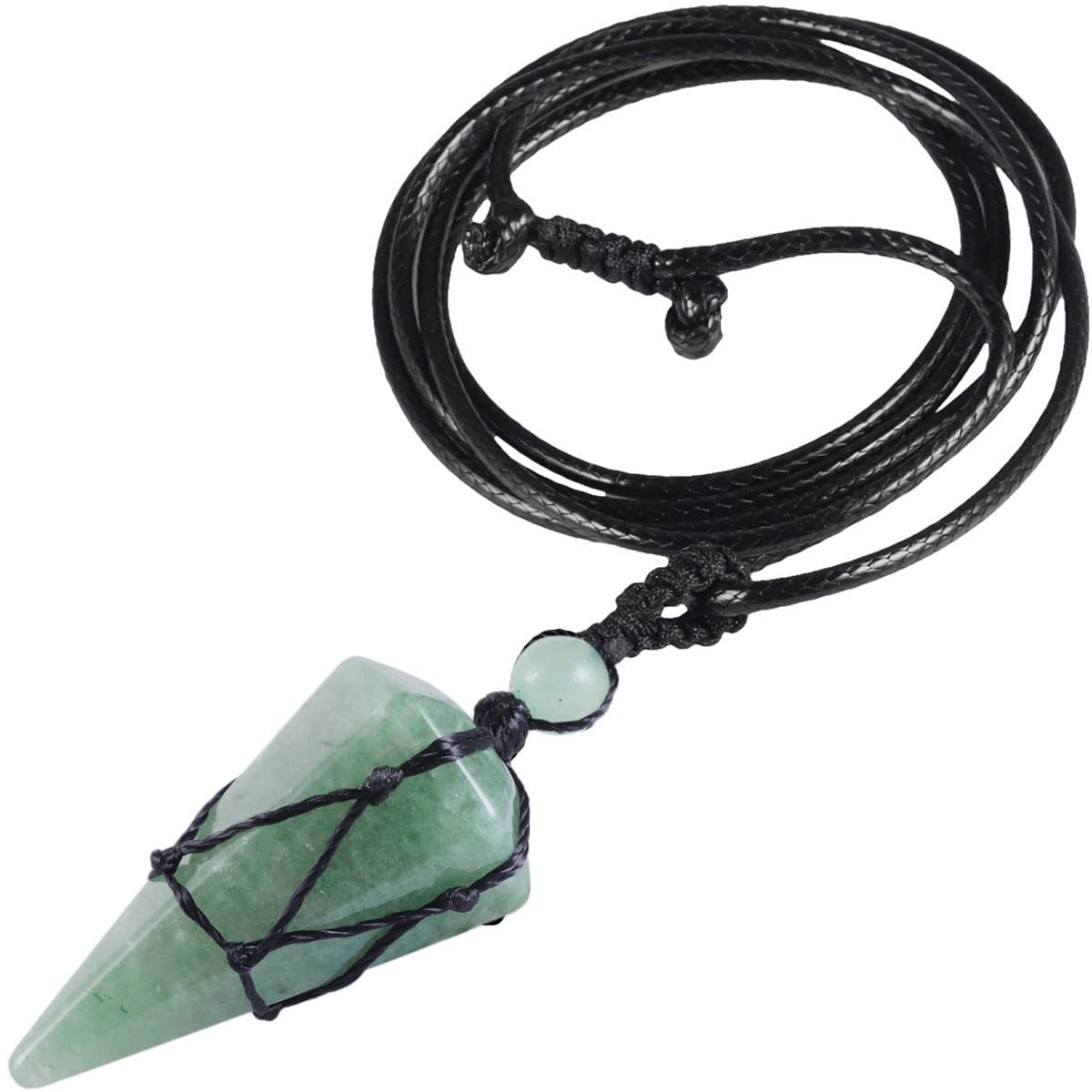 KYEYGWO Hexagonal Crystal Pendant with Adjustable Leather Cord