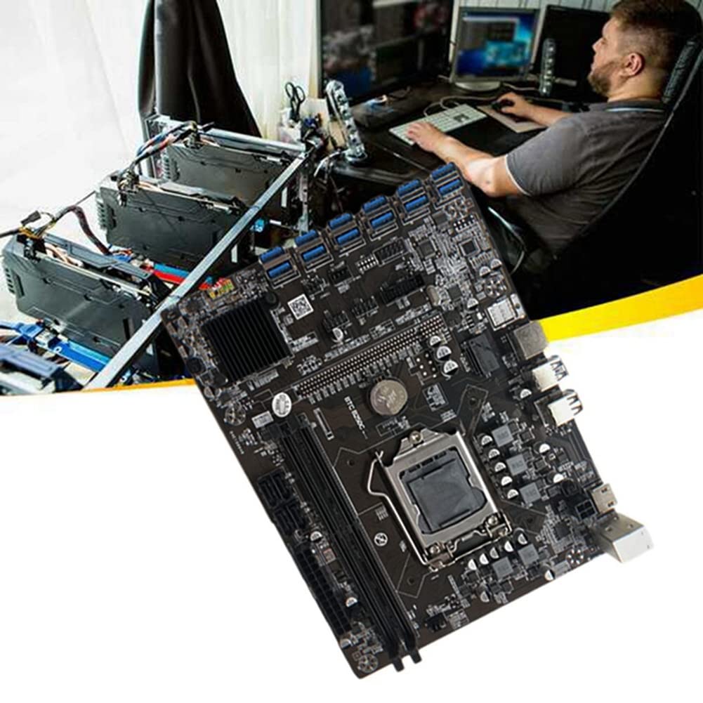 Carte Mère Cryptomonnaie Carte Mère Sxhlseller B250B Mining - LGA 1151 - 12  Slots PCIe - Processeur G3900 2,8 GHz - Pour Minage Crypto Carte Mère 12  Slots PCIe B250B