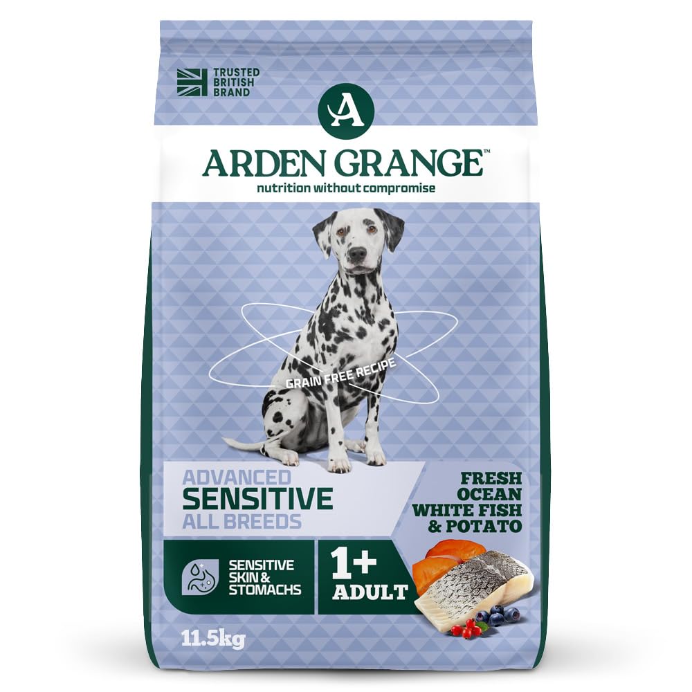 Arden Grange Sensitive Adult Dry Dog Food Grain Free, Fresh Ocean White Fish and Potato, 11.5kg