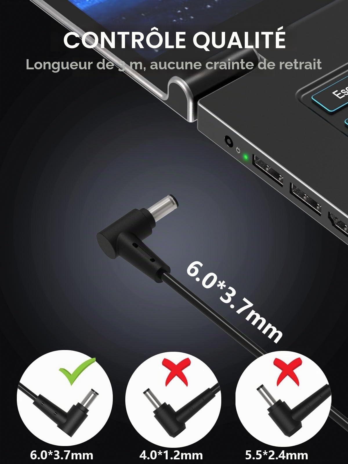 Hafiuege 150W 20V 7.5A Chargeur ADP-150CH Compatible avec ASUS TUF Gaming A15 A17 F15 F17 FX505GT FX505DU FX705DD FX705DT ROG G531GD G531GT G731GT Alimentation Ordinateur Portable 6.0 * 3.7 mm