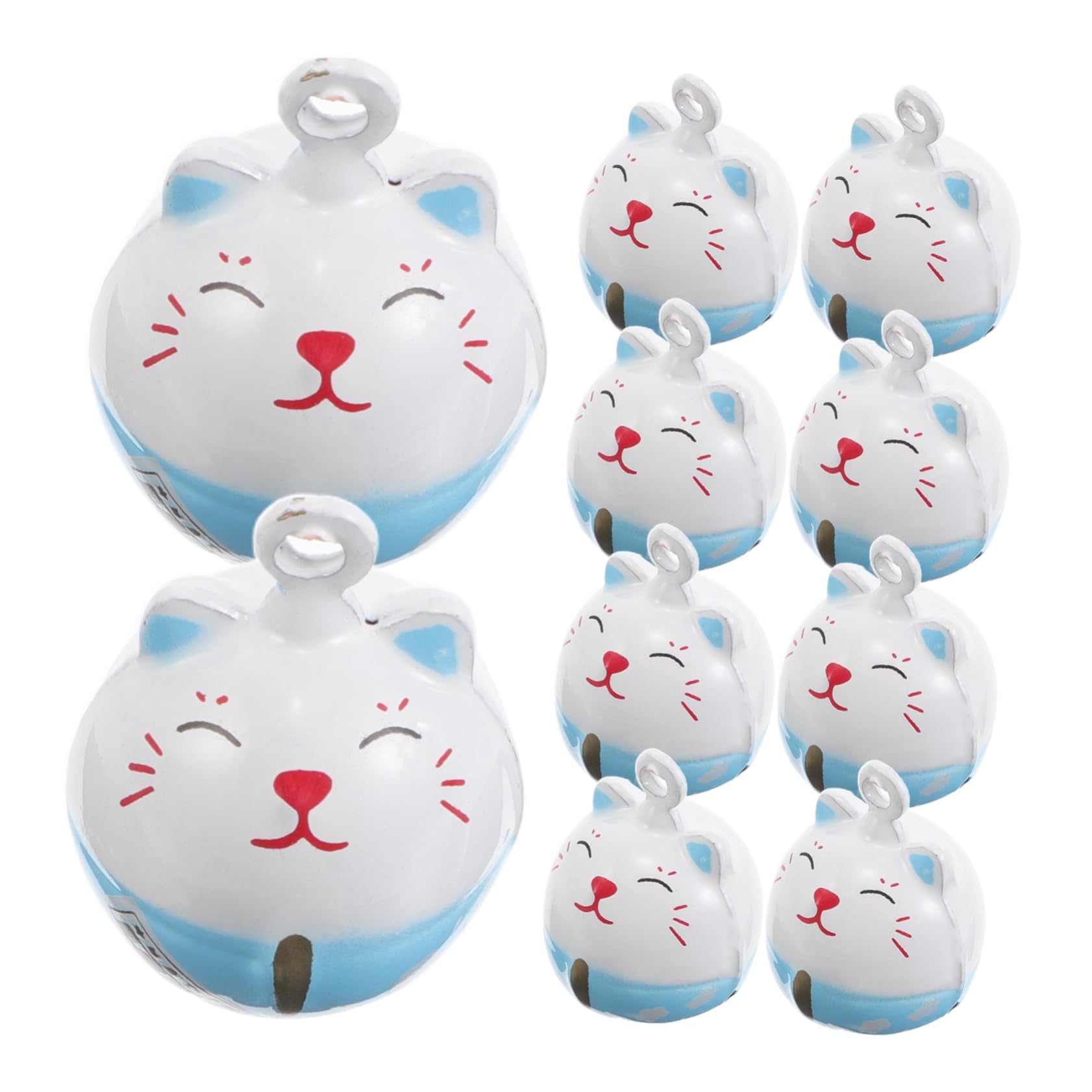 LIOOBO 10Pcs Mini Iron Craft Bells Decorative Kitten Pendants for DIY Projects Vintage Feng Shui Lucky Hanging Ornaments for Keychains and Home Decor