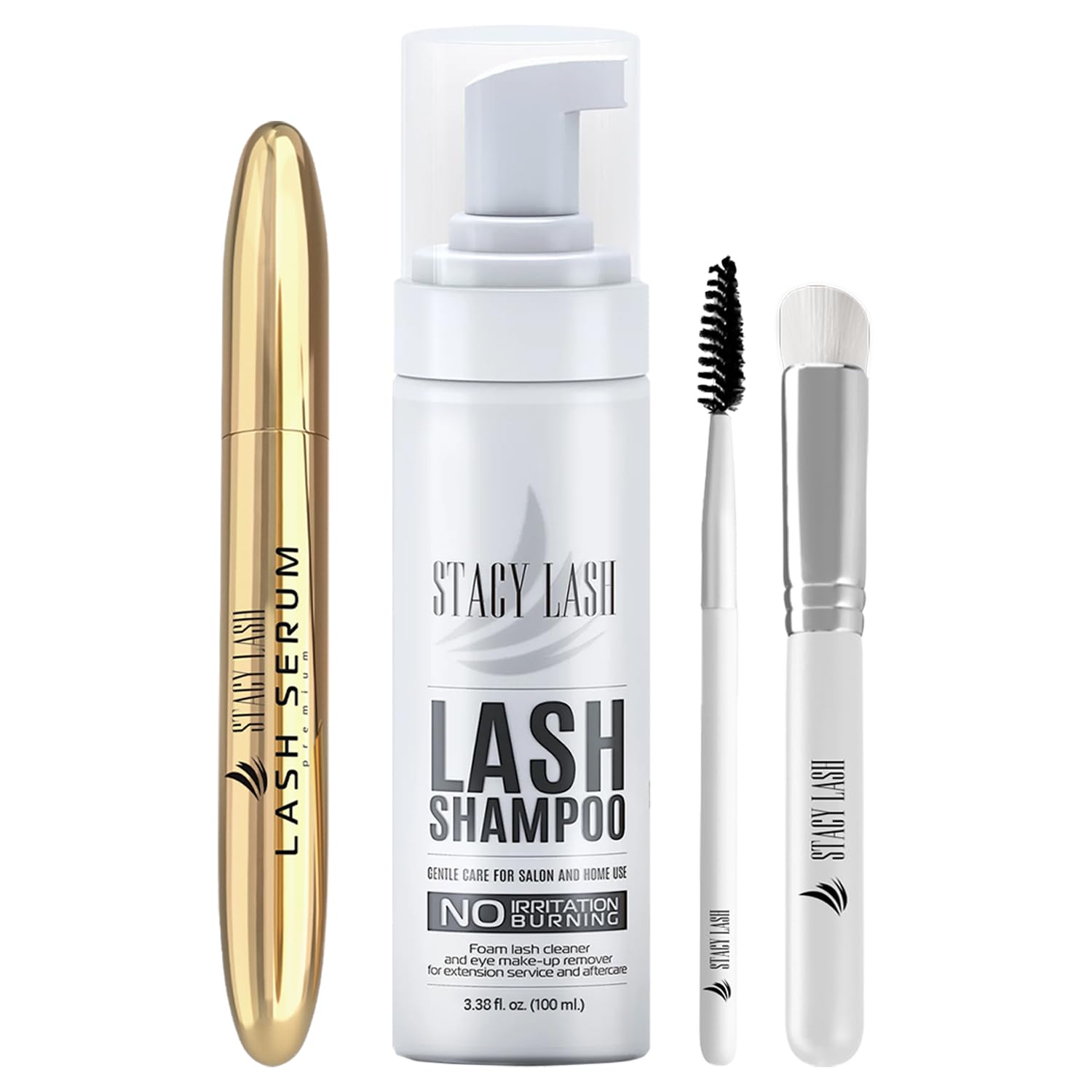 Lash Shampoo 100ml+ Eyelash Growth Serum by Stacy Lash/ /Cleaning Kit of Eye Makeup Remover (Cleanser) + Brush & Eyelash Serum for Eyelash Growth and Thickness