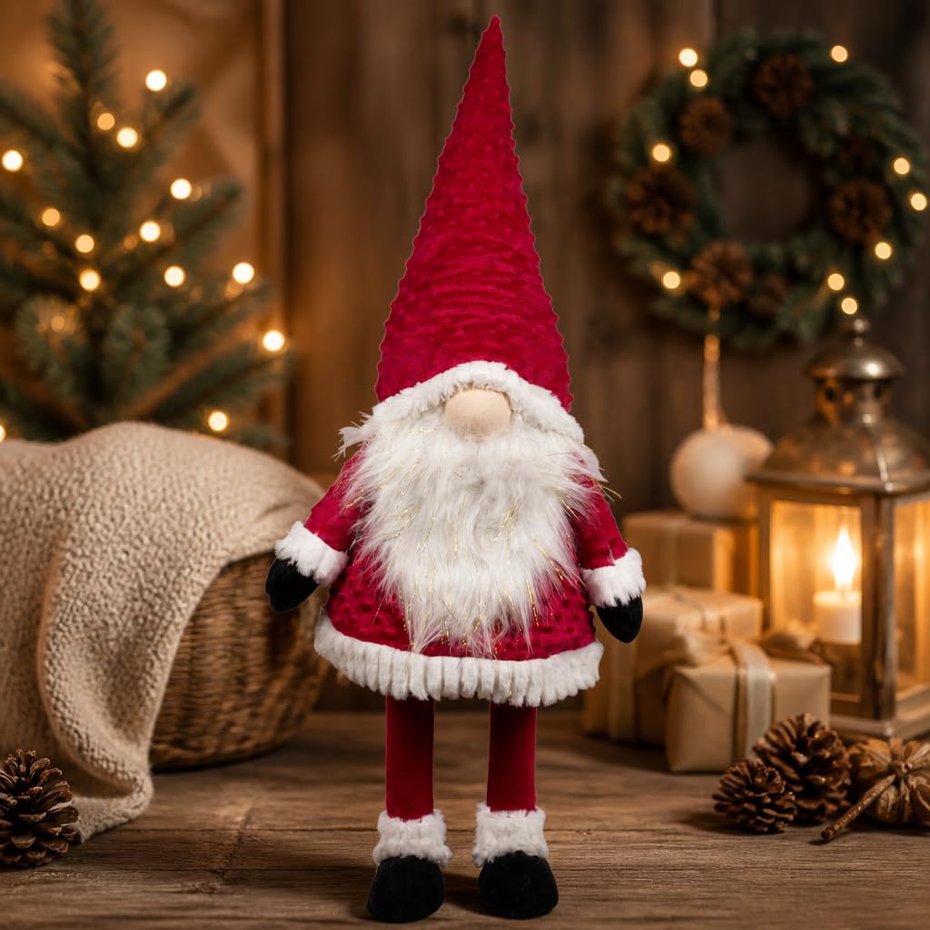 XL Wackelnder Weihnachtswichtel 70cm(95cm) Wackel-Gnom rot