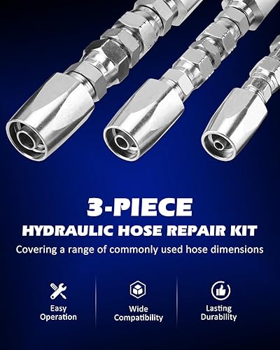Miniatura 2 de Kit de reparación de manguera hidráulica de 38 pulgadas de diámetro interior, compatible con mangueras hidráulicas R2, R16, R17, R19 de 2 hilos
