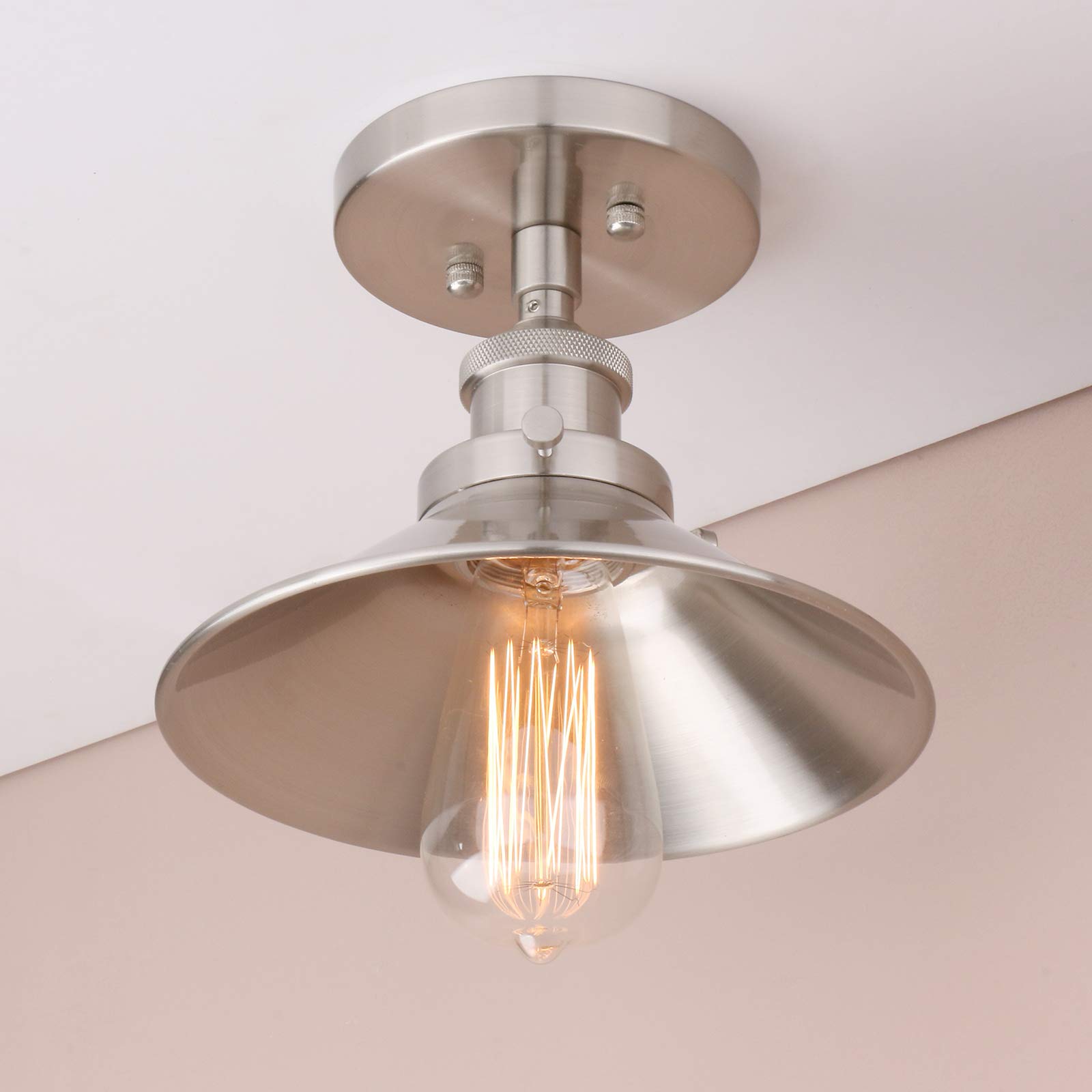 Pathson Vintage Ceiling Light with Metal Shade, Farmhouse Ceiling Lamp