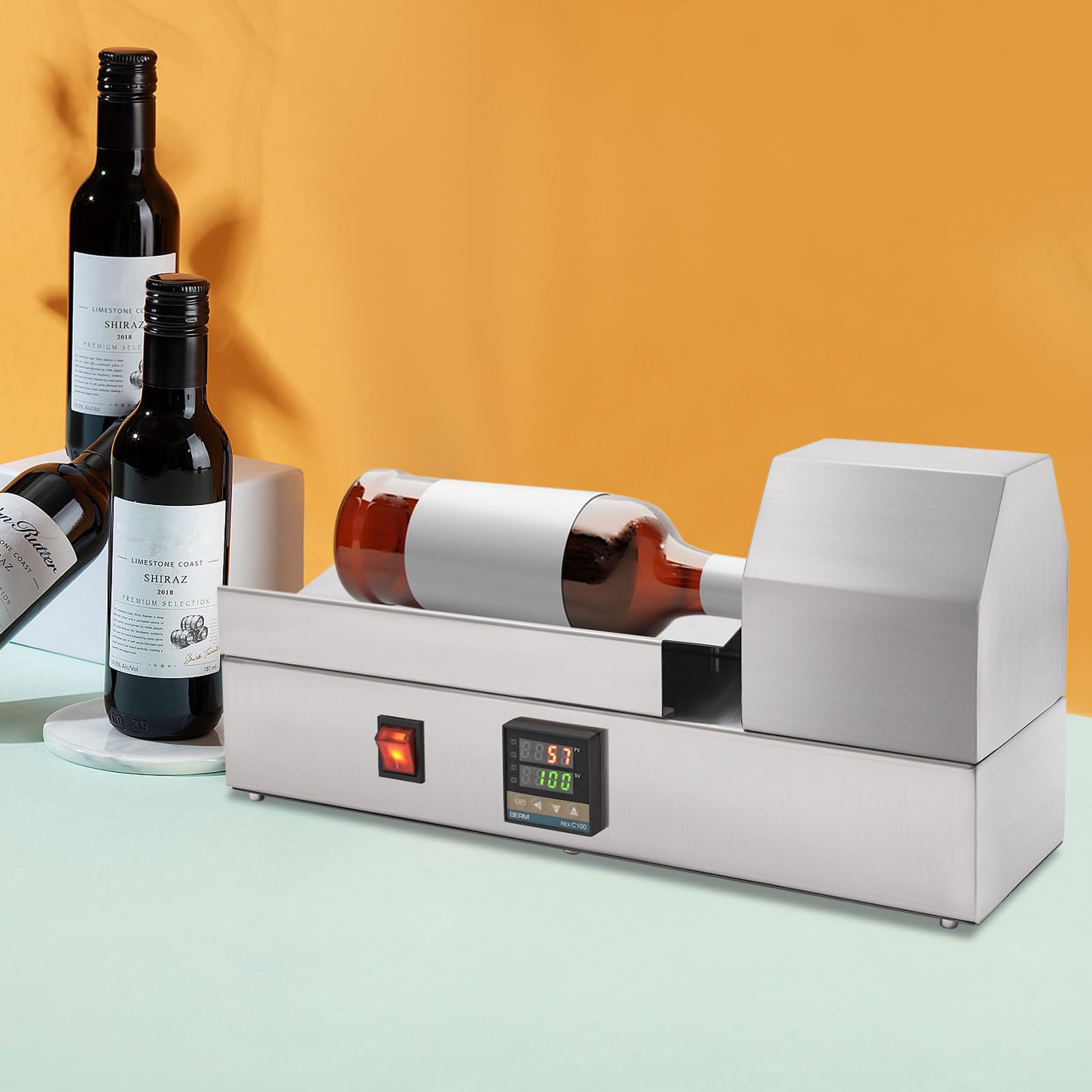 PVC Schrumpfmaschine für Flaschen mit Heizloch von 70mm für PVC Kapseln manuelle Temperaturregelung für Weinflaschen geeignet schnelle 2-3 Sekunden Schrumpfzeit