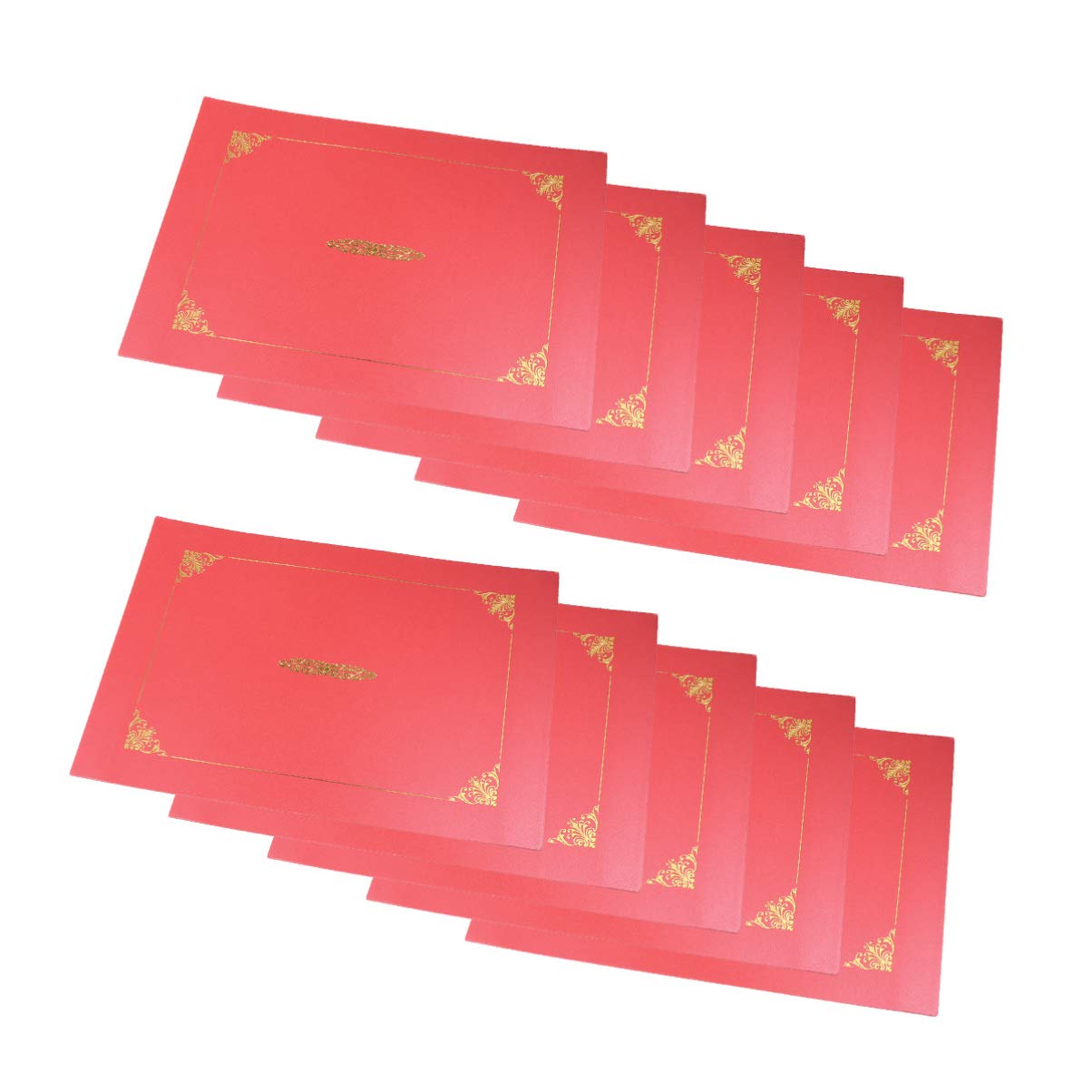 Toyvian 10Pcs Red Certificate Holders Diploma Document Covers with Gold Foil Border for Letter Size Paper (Purplish Red)