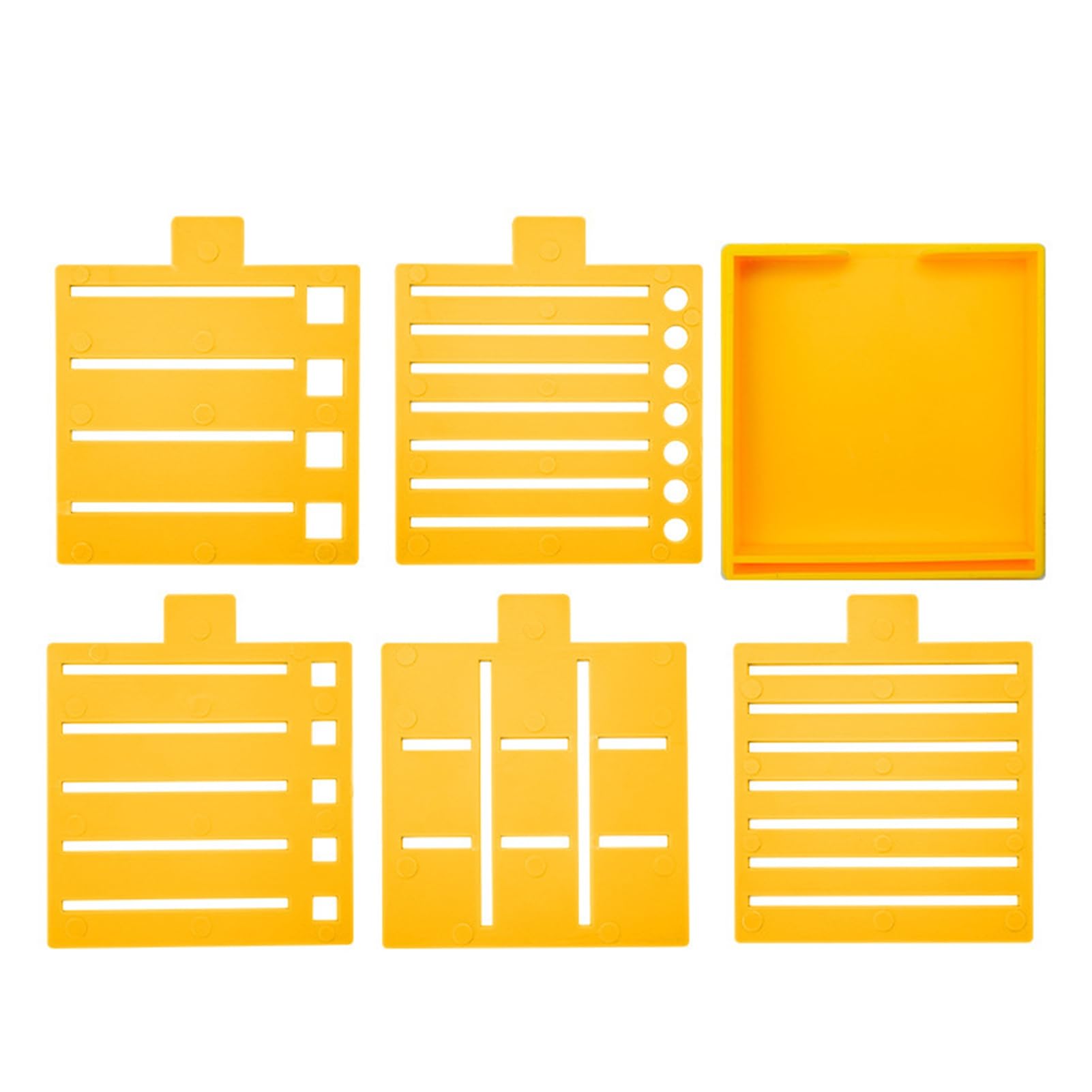 Glifora Note Holder for Desk - Plastic Note Box with 5 Templates and Clamp, Multi-Functional Note Organiser for Office, School and Home Use